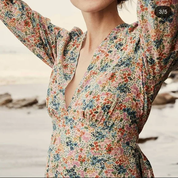 Doen Charleston Dress Creme Lady Bird floral Size XS NWT - Picture 6 of 10